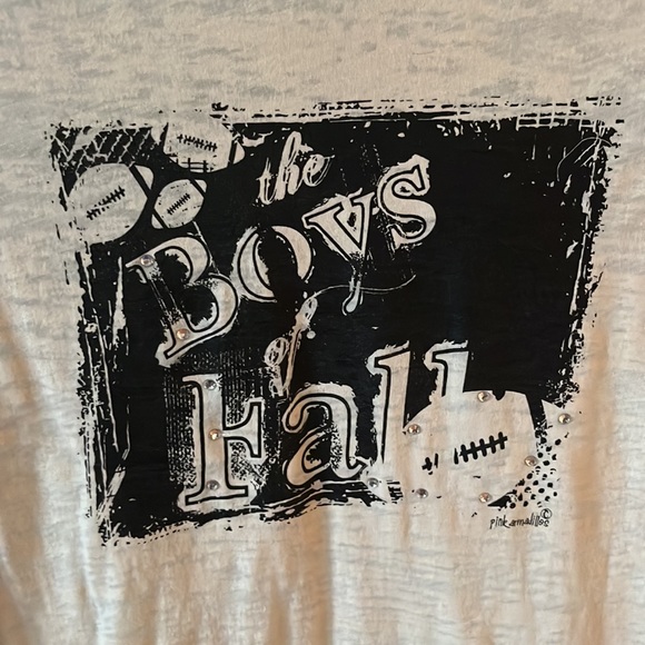 The Boys of Fall Football burnout women’s shirt XS clear diamond bling - Picture 2 of 4